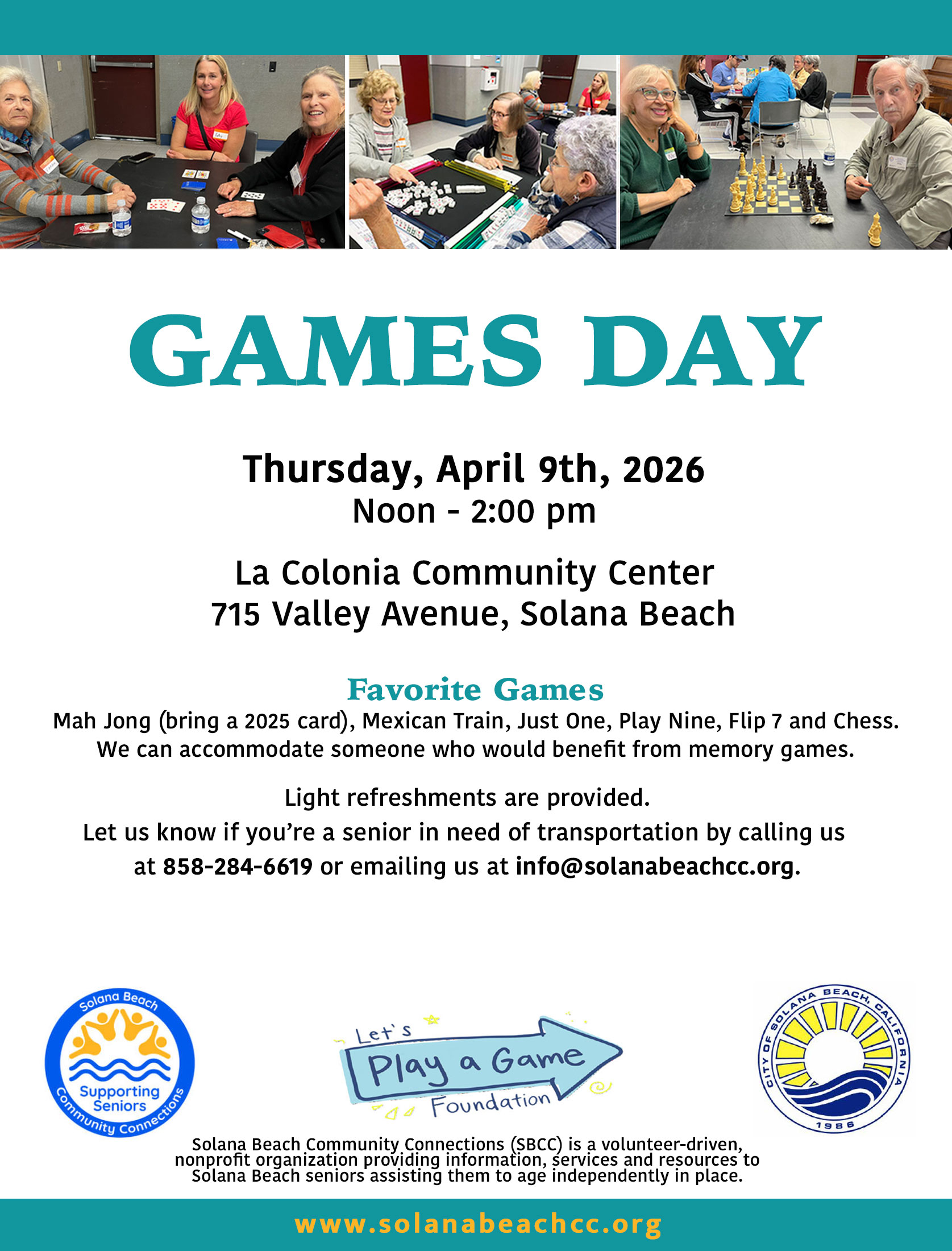 April Games Day Flyer